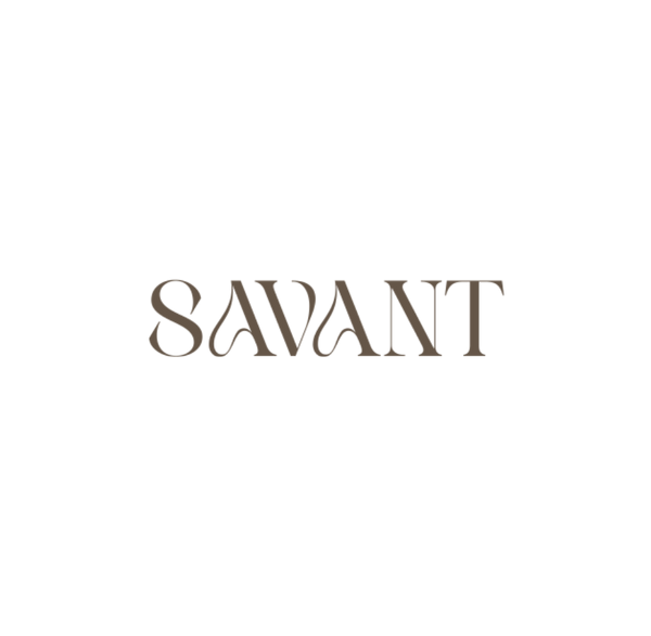 Savant logo in brown on a white background